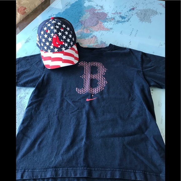 Boston Red Sox Youth Large T-Shirt AND Red Sox Hat